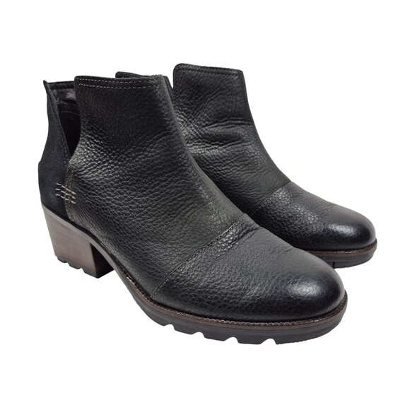 Sorel Shoes - Sorel Boots Womens 8.5 Black Leather Booties Cate Cut Out Ankle Boots